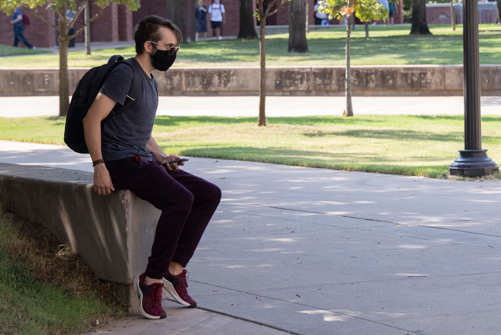 Student near Physical Science Center